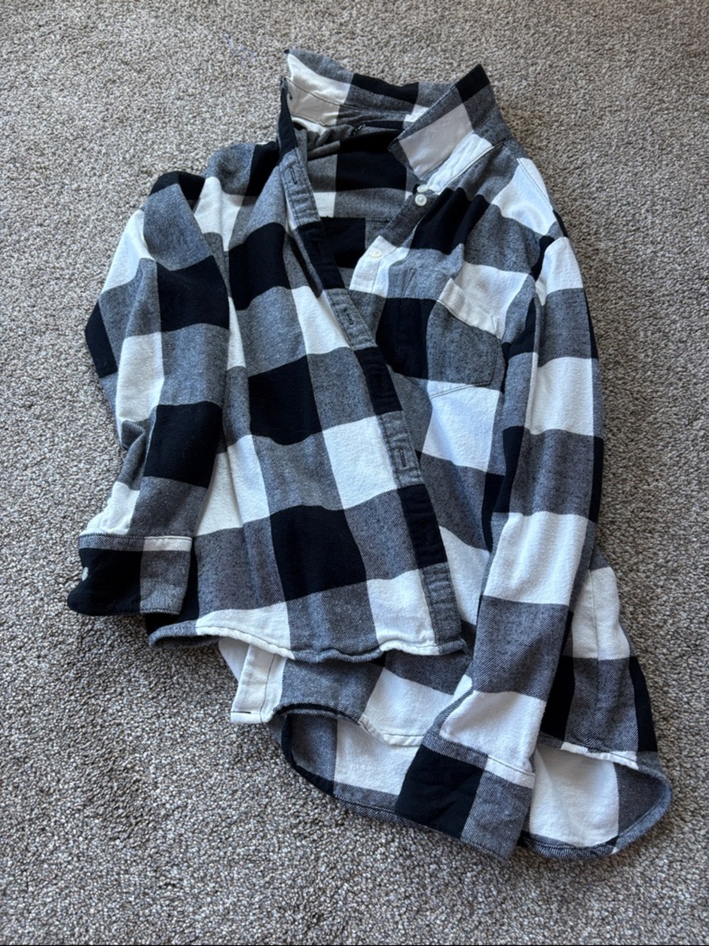 Black & White Plaid Kids Button-Up Shirt